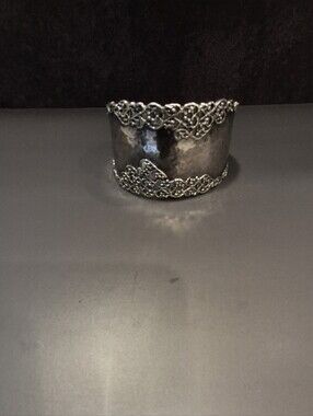 Or Paz Solid Sterling Silver Filigree Trim Cuff Bracelet